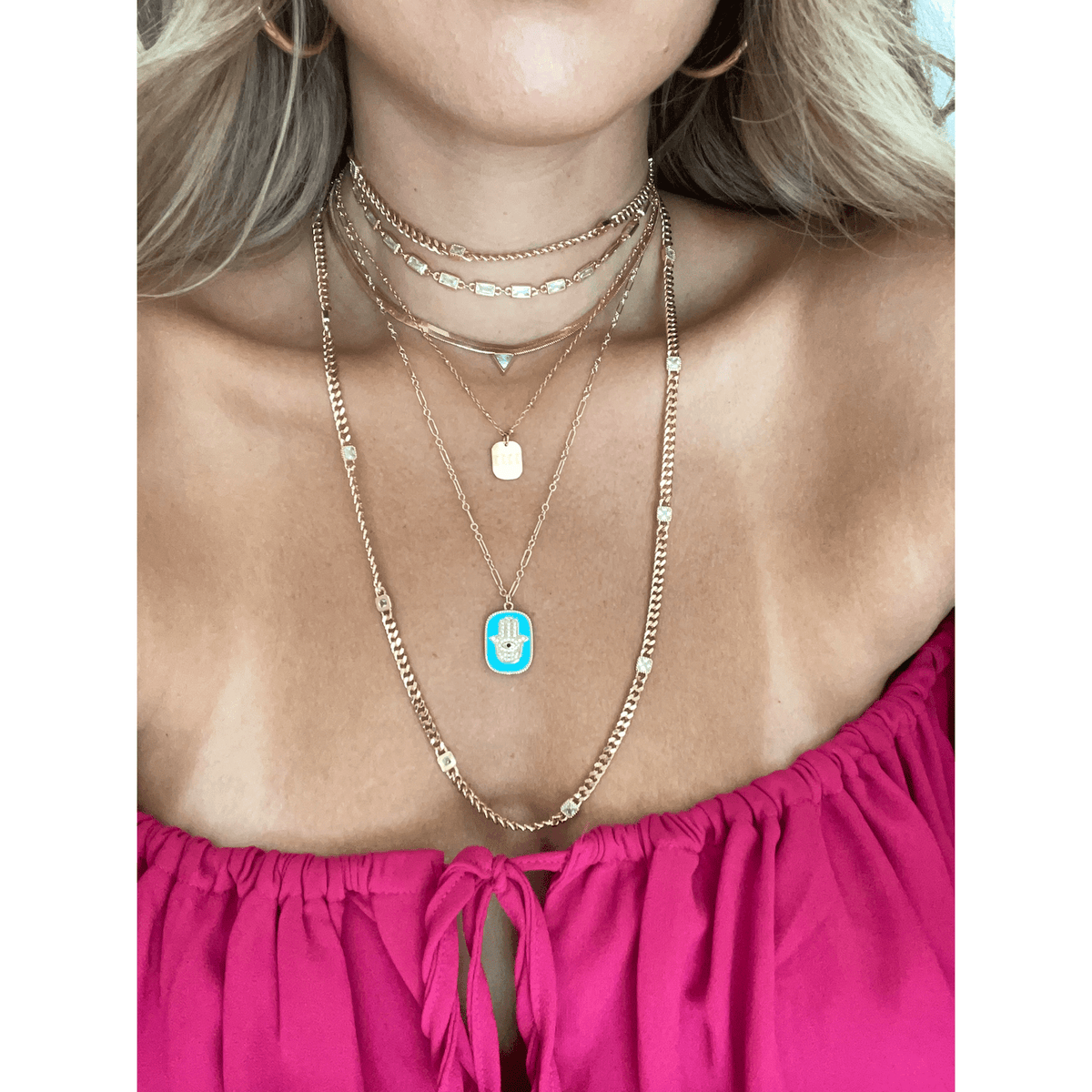 The Hamsa Evil Eye Tag Necklace