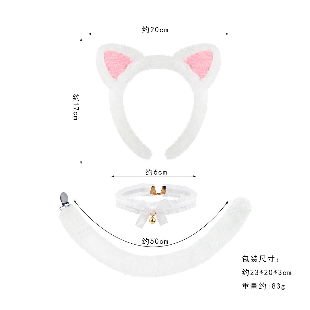 Black Cat Ear Headband Fluffy Kids Costume Animal Cosplay