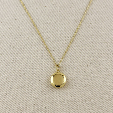 18k Gold Filled Round Locket Necklace