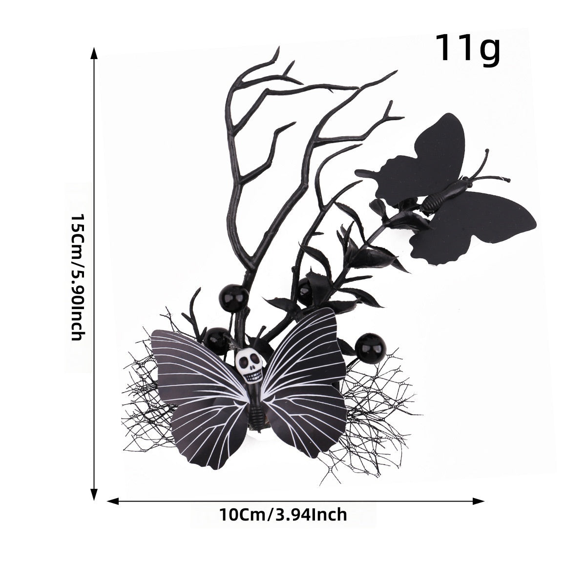 Halloween Mesh Spider Web Hand BB Clip Black Butterfly Hair