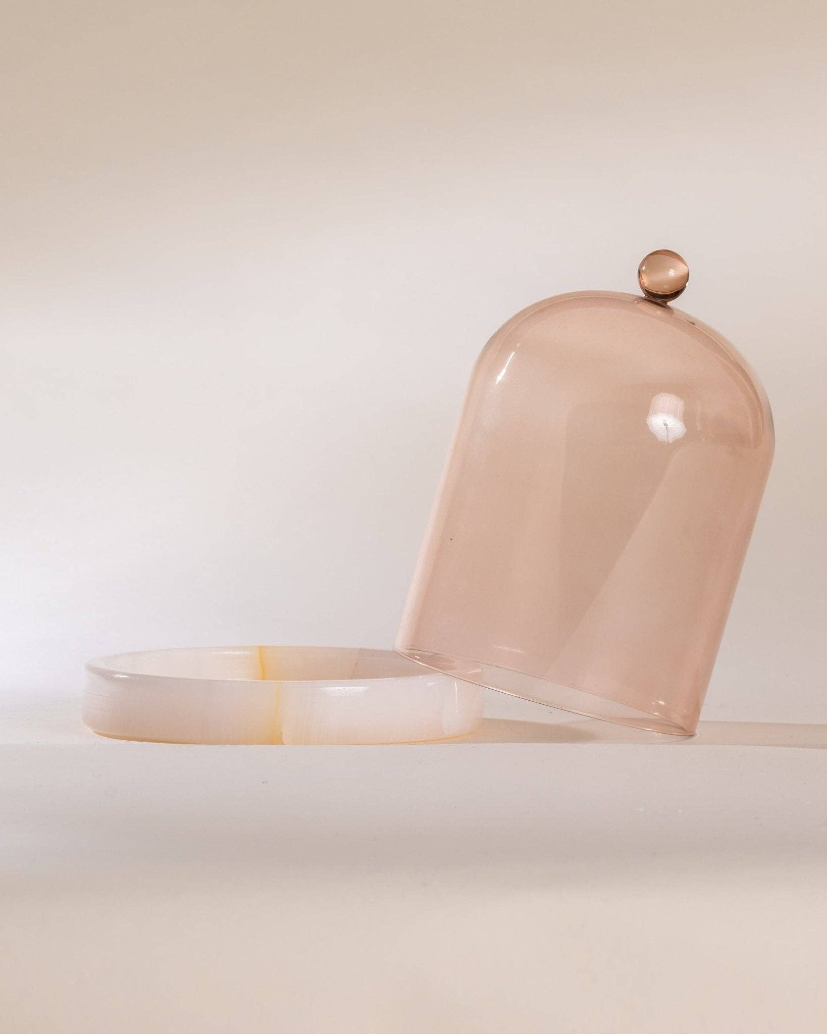 Pink Onyx Cloche and Stone Base