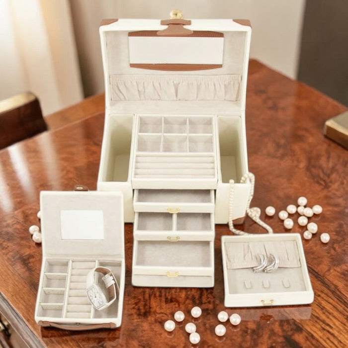 Ivory Leather Jewelry Box