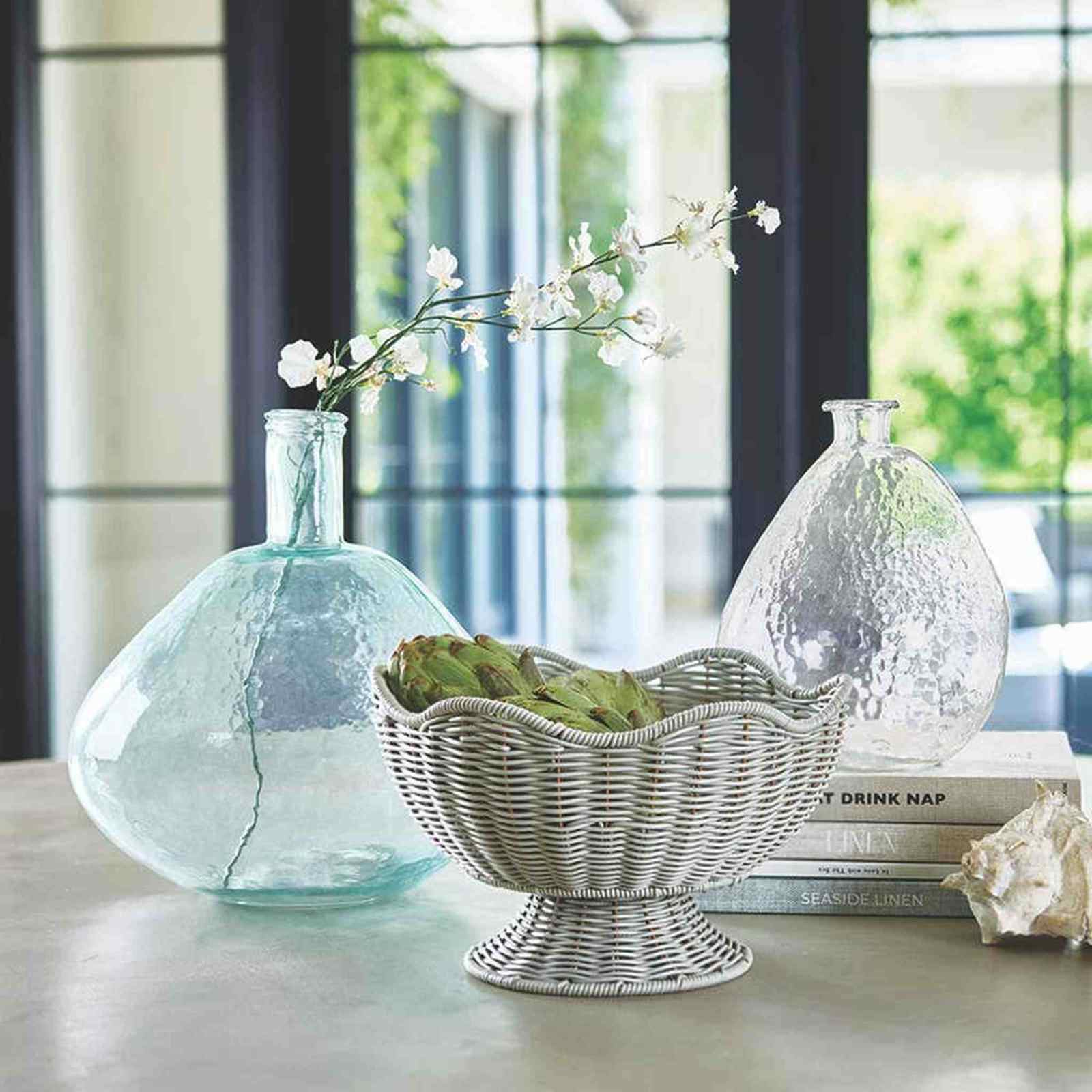 Gray Scalloped Basket