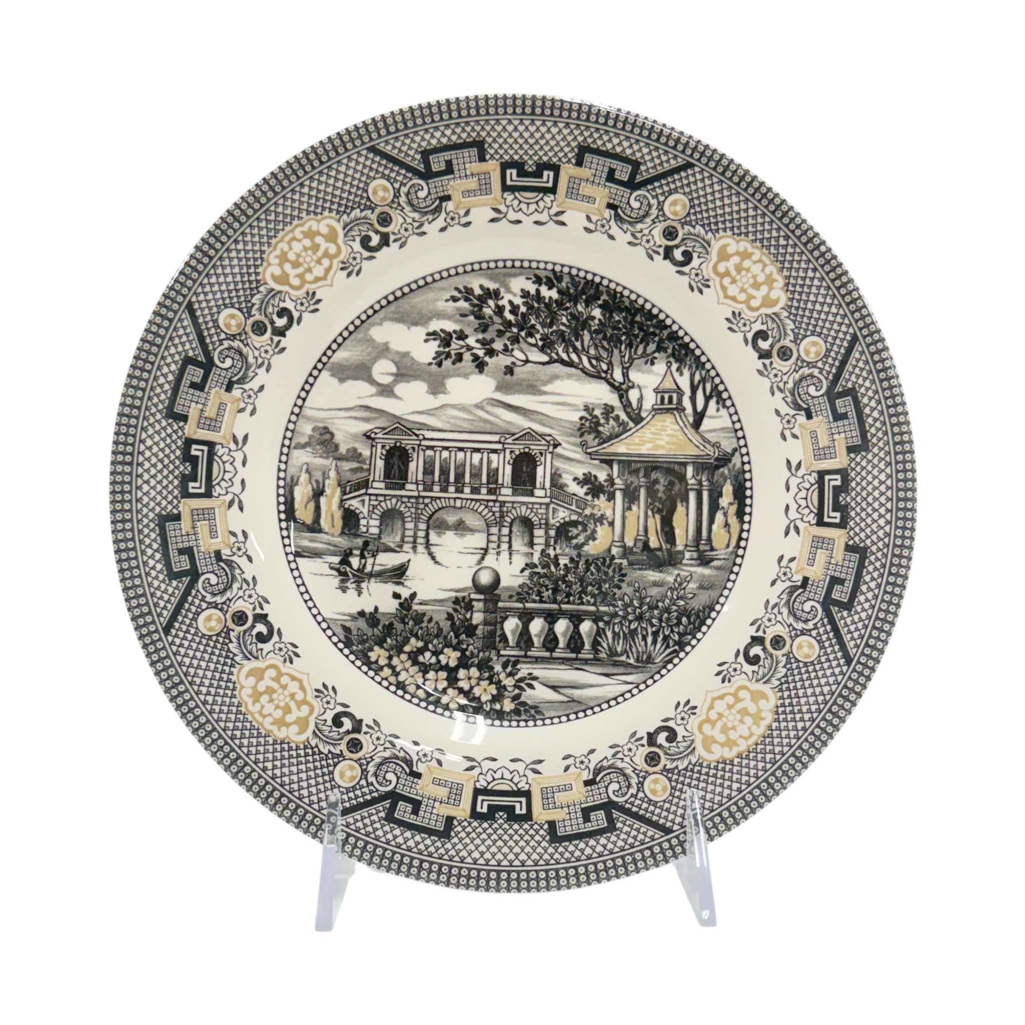 Royal Stafford Willow Black & Gold Salad Plates ¨C Set of 4, Made in England