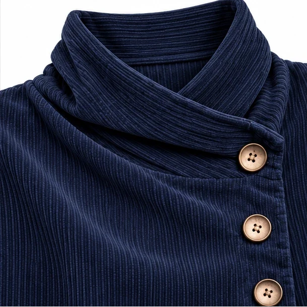 Everlayer – Draped Neck Asymmetrical Button-Front Top