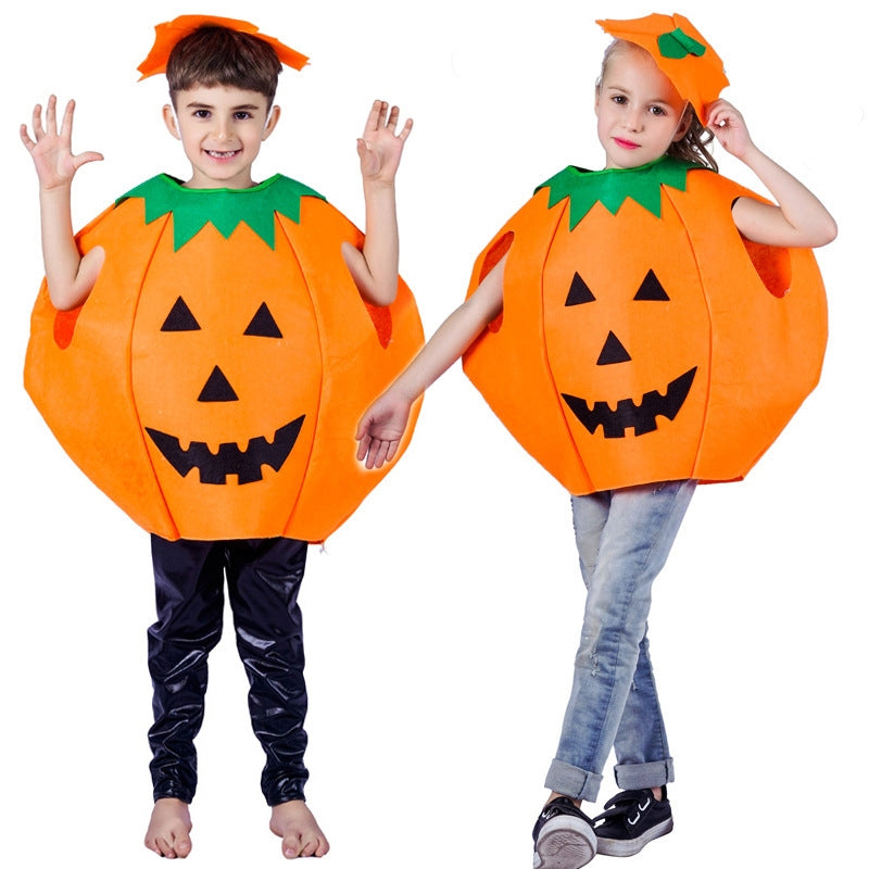 Boys And Girls Cute Pumpkin Halloween Party Cosplay Costumes Two Pieces Suits