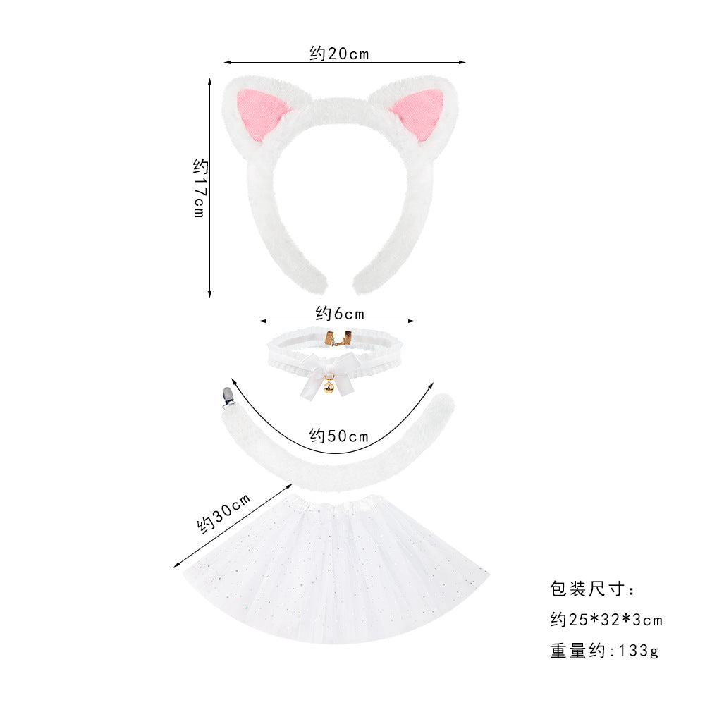 Black Cat Ear Headband Fluffy Kids Costume Animal Cosplay