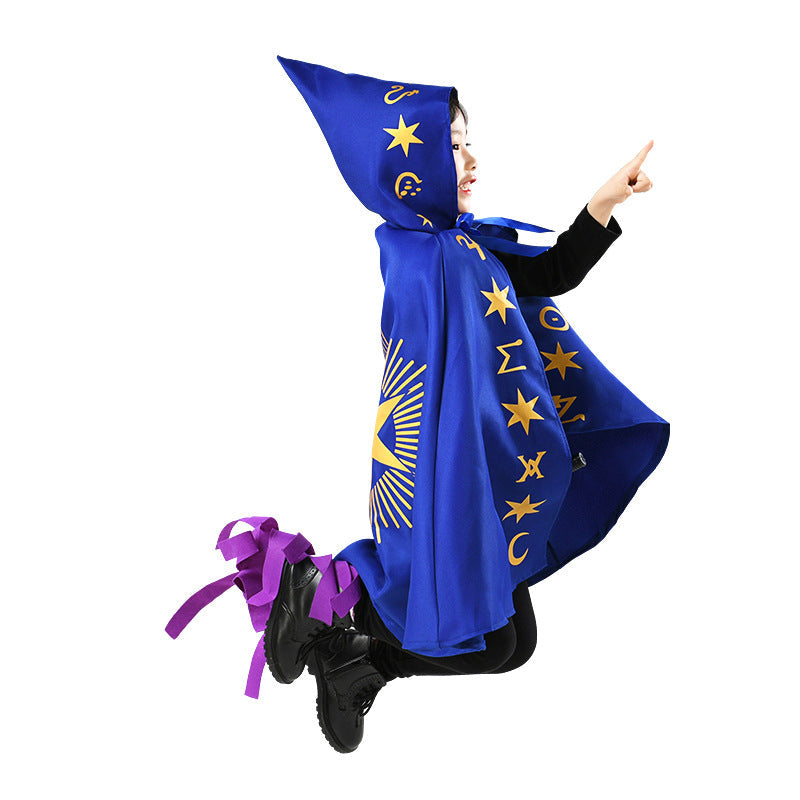 Halloween Wizard Cape Cloak Costume For Kids Party