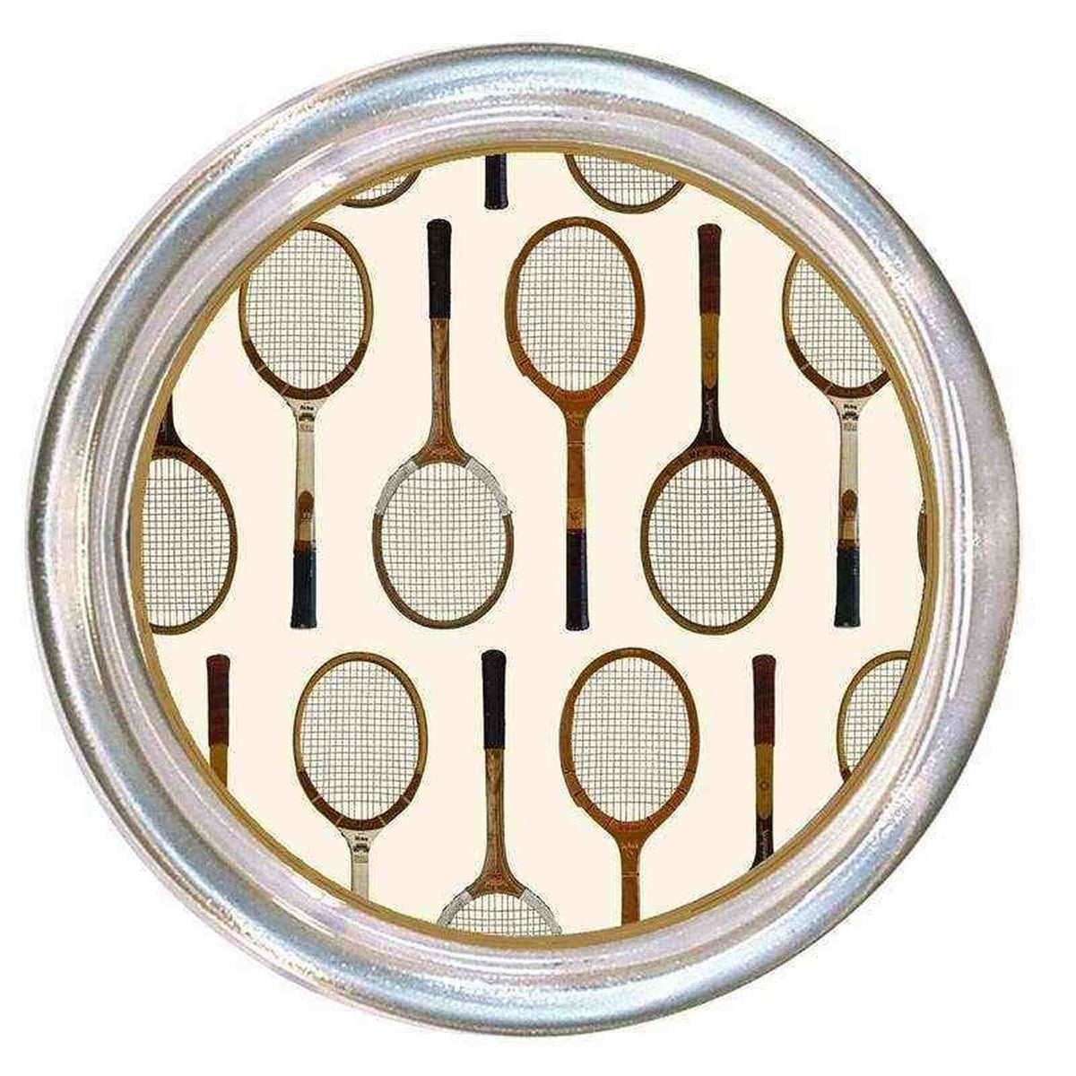 Antique Tennis Racket Pattern Ivory Coaster