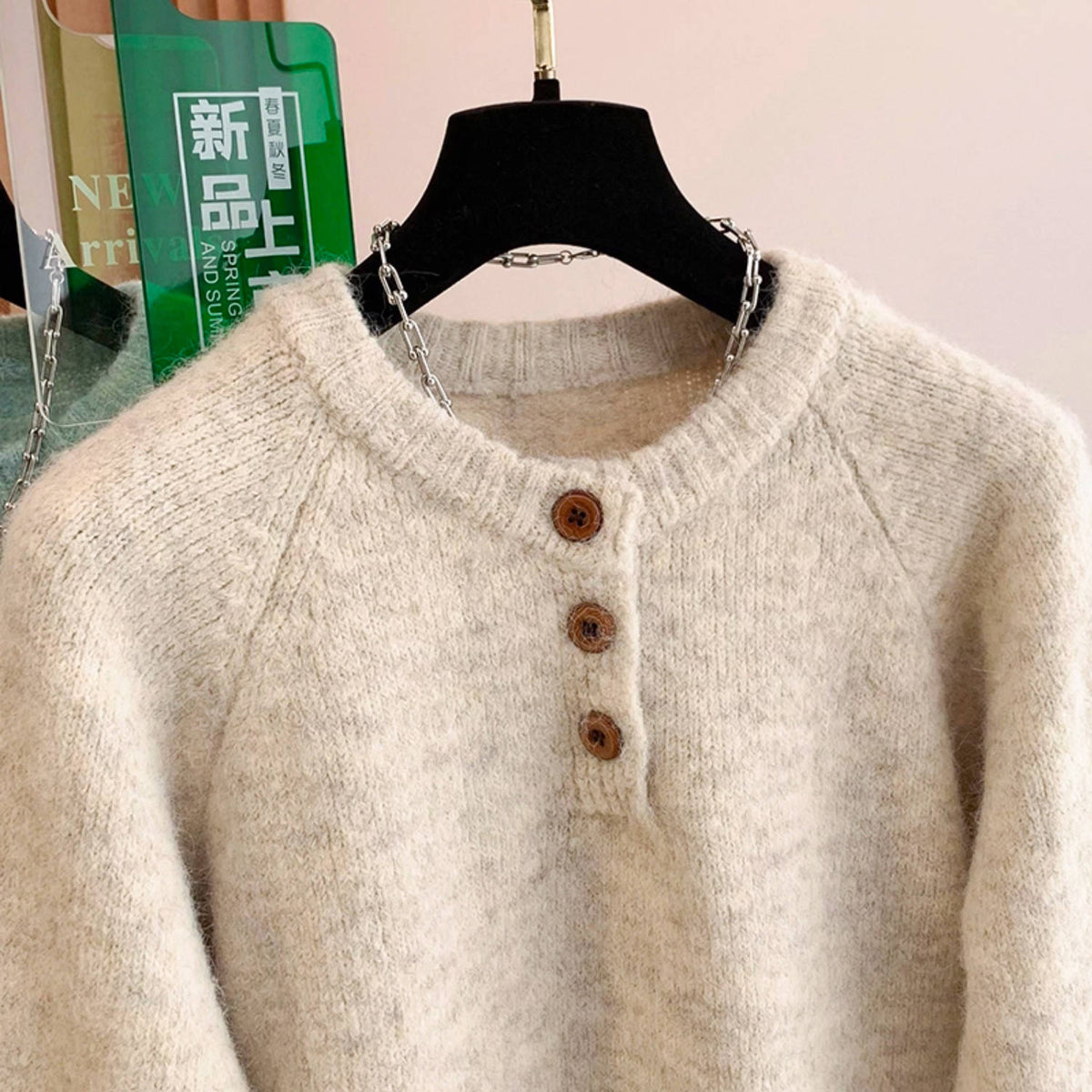 Women Winter Round Neck Solid Color Thick Warm Sweaters