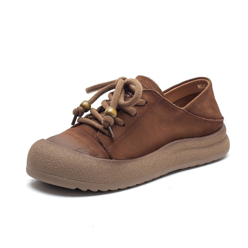 Trendy Chic Leather Casual Lace-Up Beadwork Flat Shoes