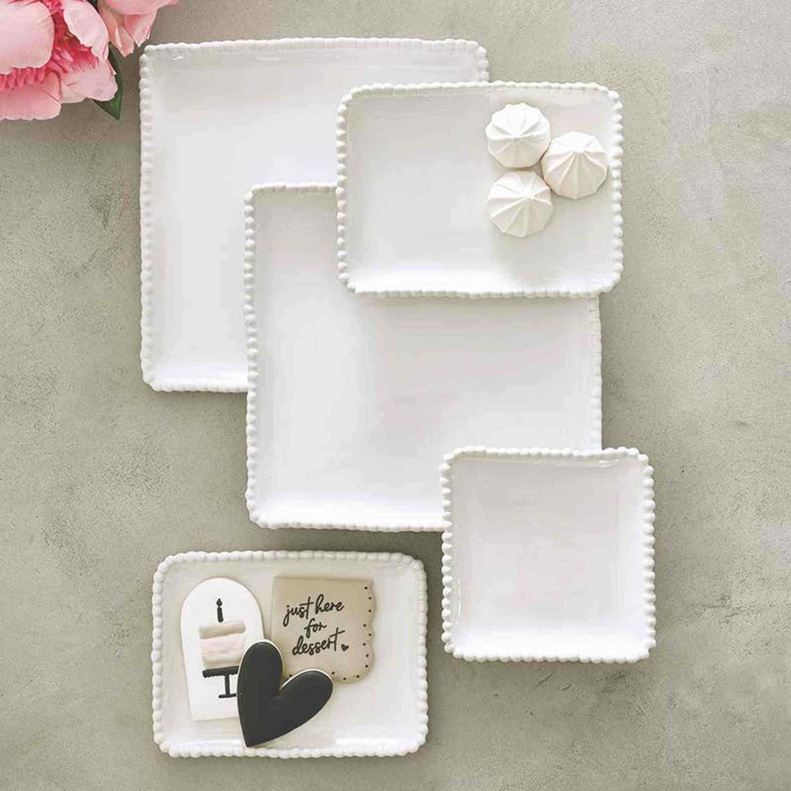 Ceramic Beaded Square Platter