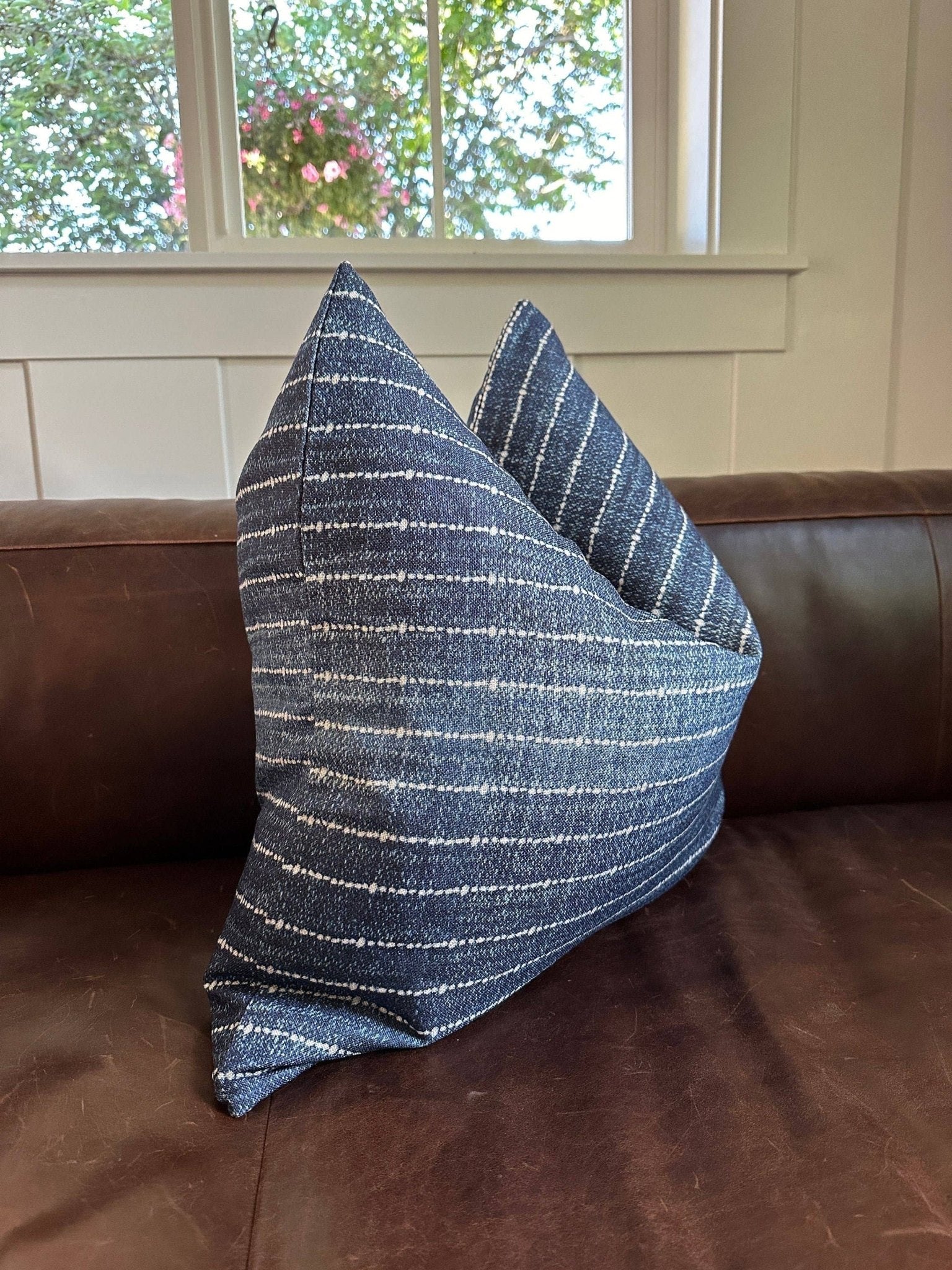 Sonny Indigo Stripe Pillow Cover ¡ª 18¡Á18 Indoor/Outdoor (Cover Only)