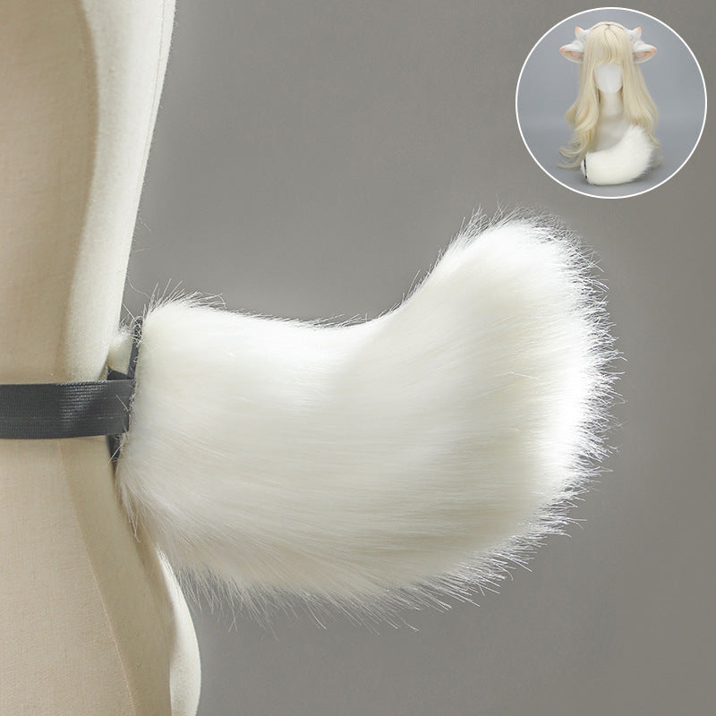 COS Sheep Ears Headband Tail Set Halloween Costume