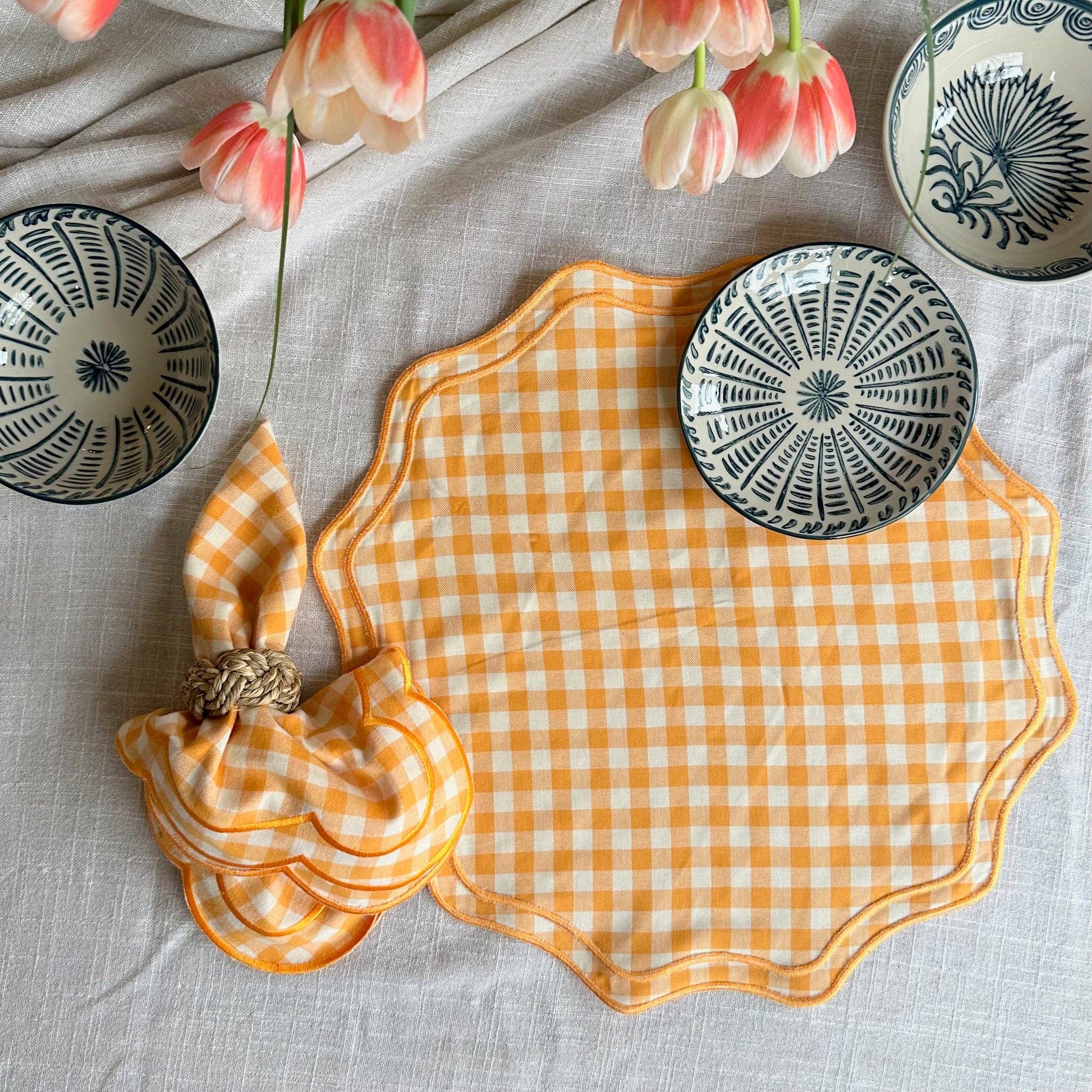 Daisy Gingham Napkins Set