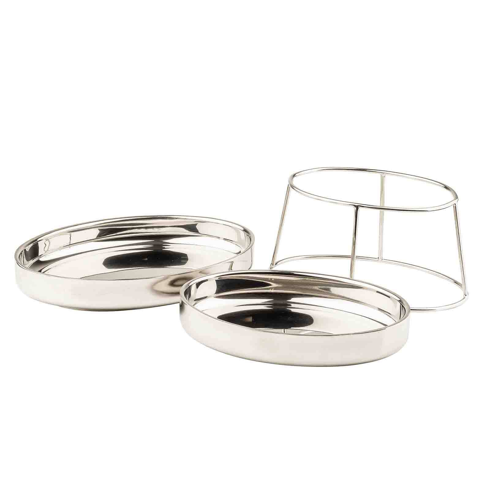 Oval 2-Tiered Seafood Tower, Stainless Steel