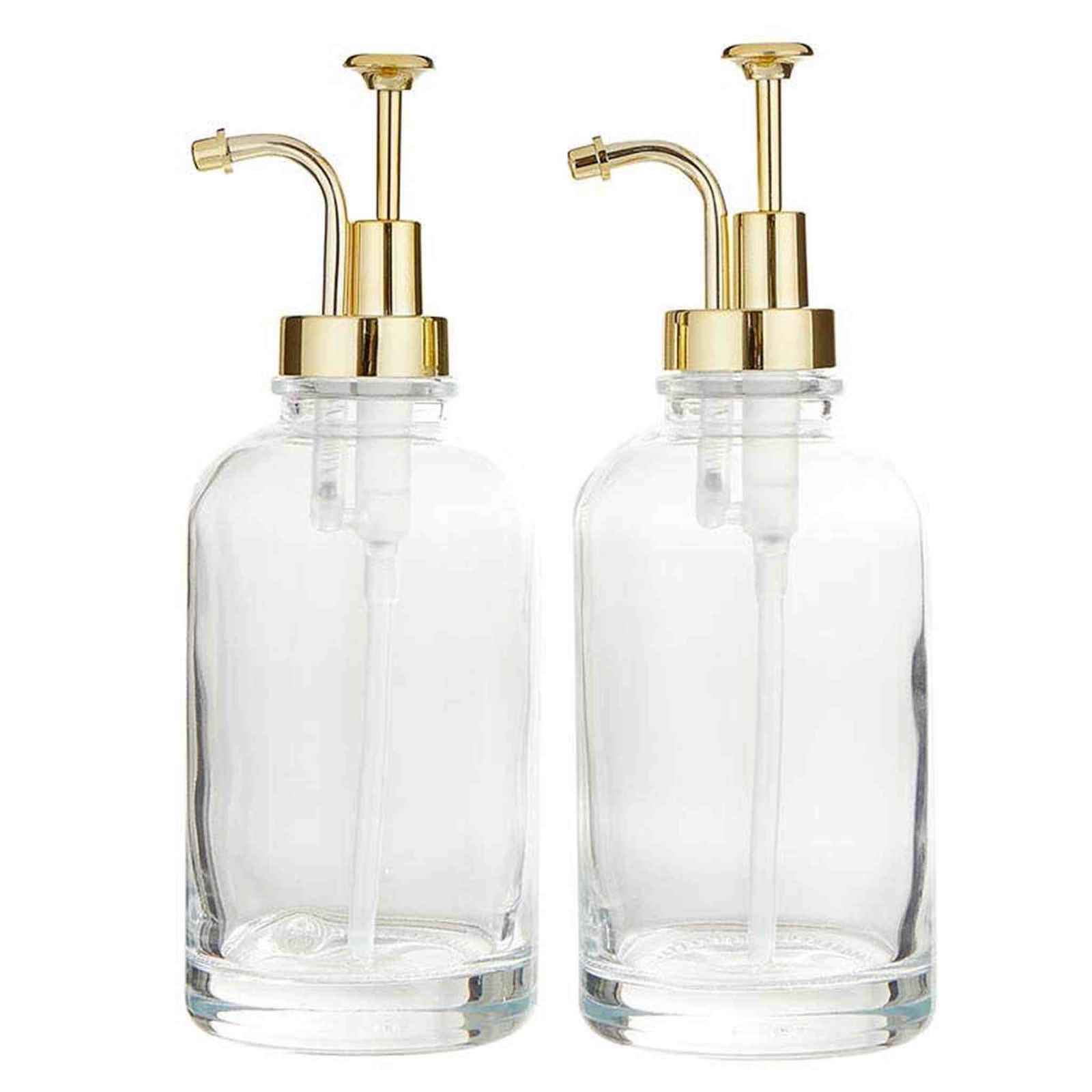 Glass with Gold Coffee Syrup Dispenser - Set of 2