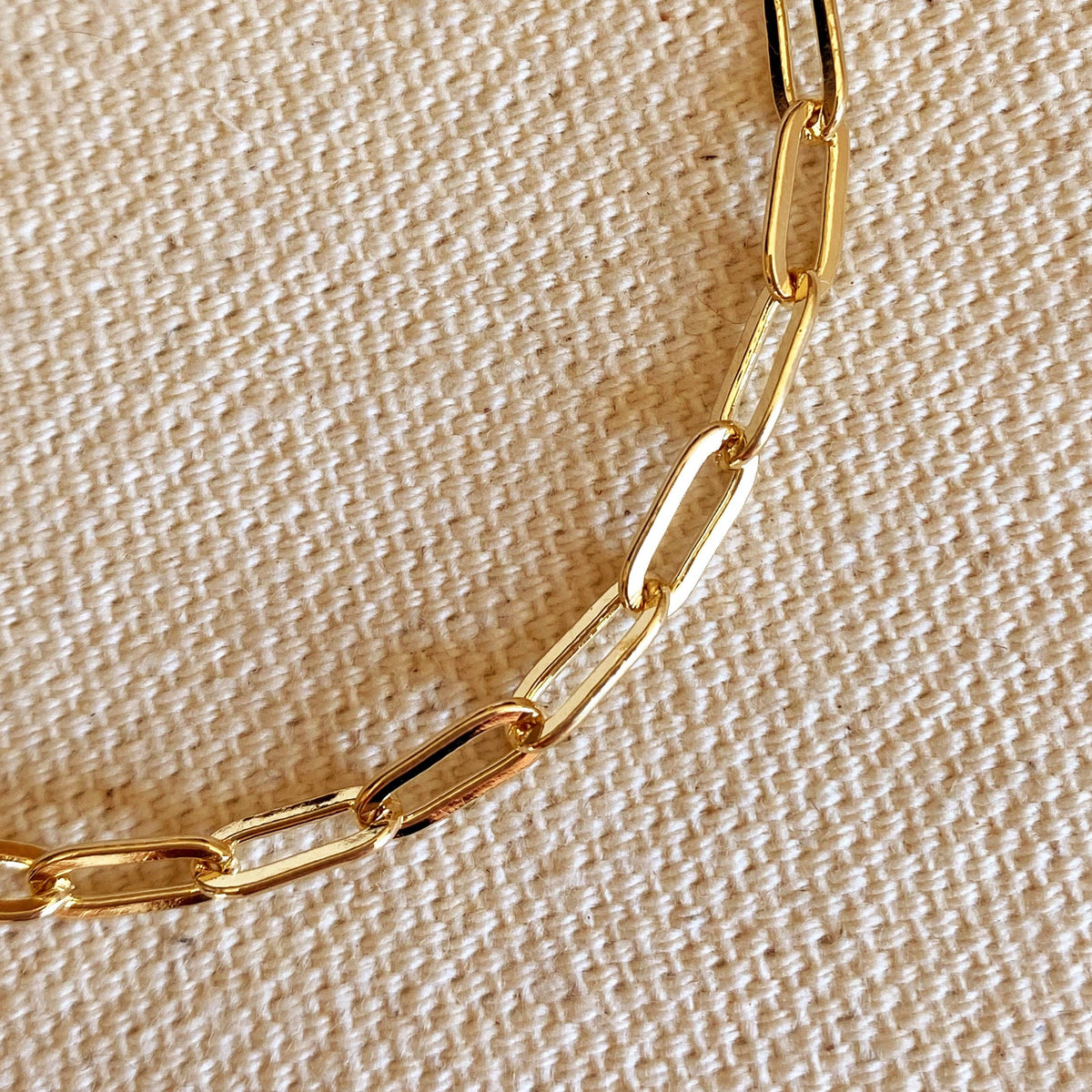 18k Gold Filled Short Link Paperclip Bracelet: 6 inches with extender