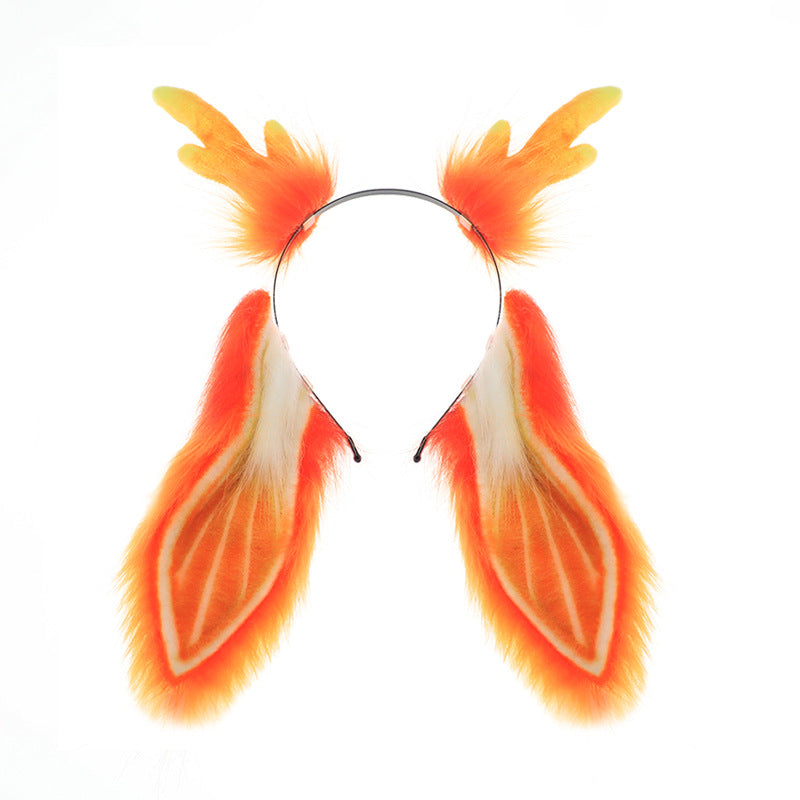 Japanese Orange Stripe Bunny Ears Headband Reindeer Horns