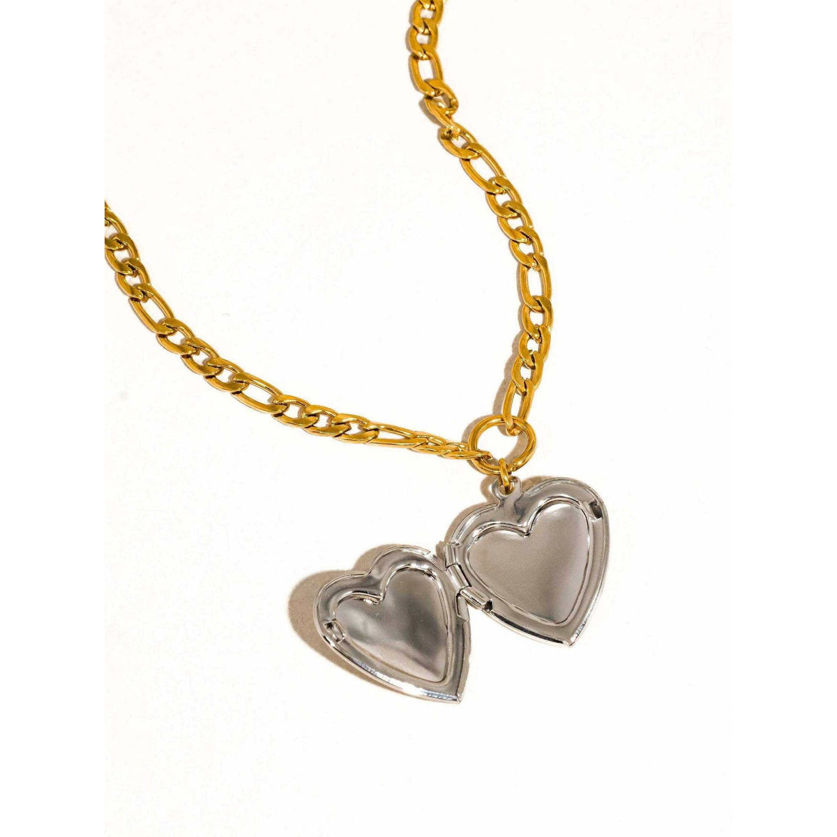 Heidi 18K Gold Non-Tarnish Two Tone Heart Locket Necklace