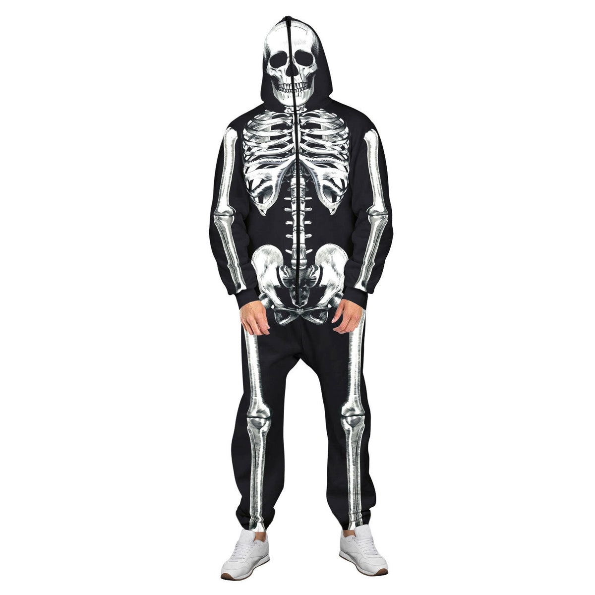 Women's Skeleton 3D Digital Print Bodysuit Halloween Cosplay Party Clubwear