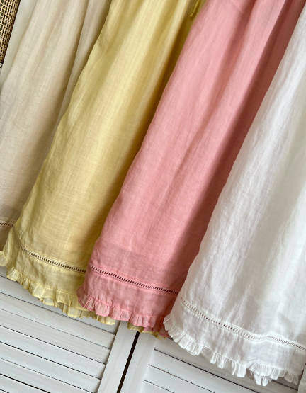 Summer Versatile Retro Casual Ramie Lace Trim Harem Cropped Pants