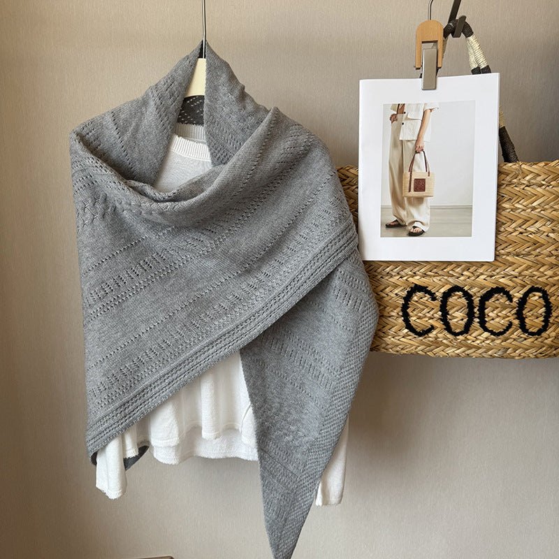 Women Cotton Wool Triangle Scarf Neck Warmer Shawl
