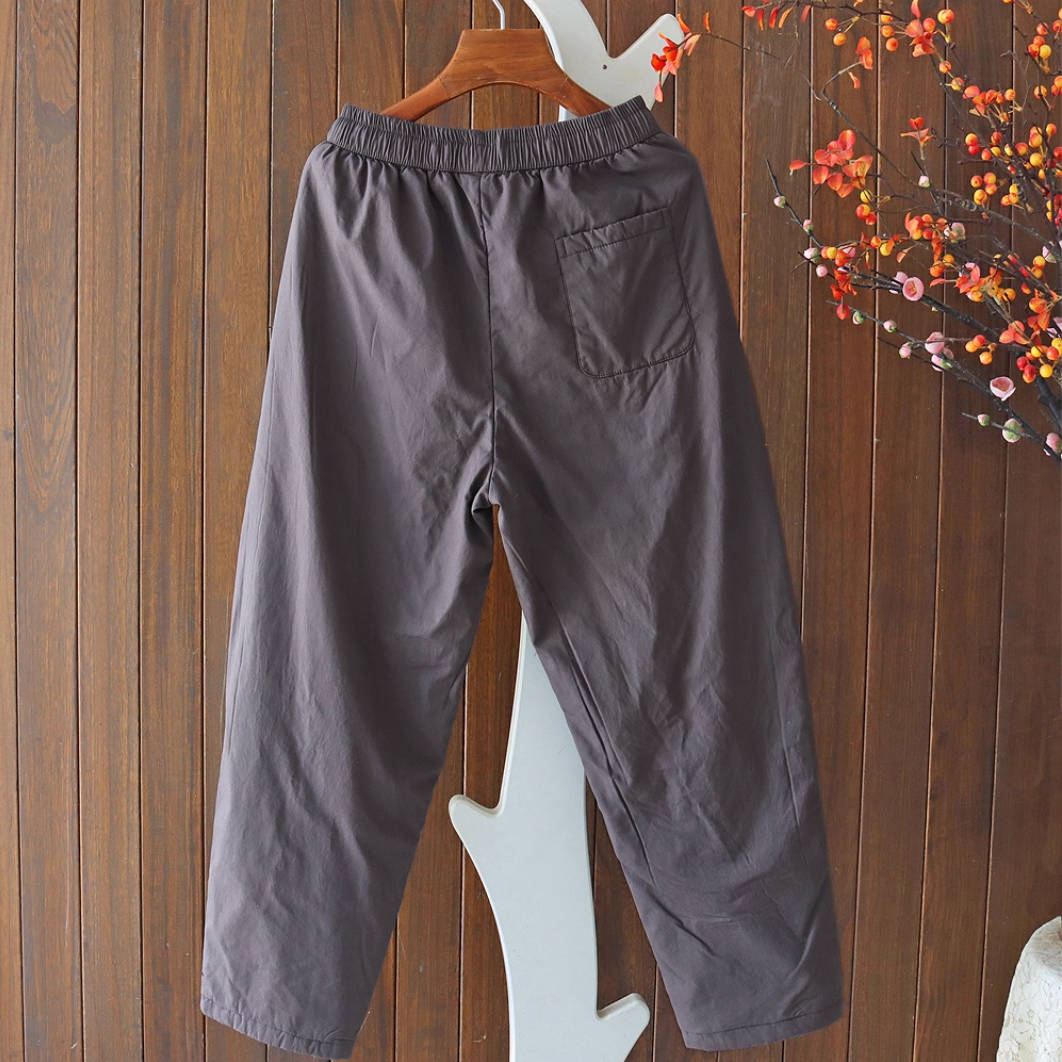 Winter Warm Cotton Patchwork Cotton-In Elastic Waist Harem Pants