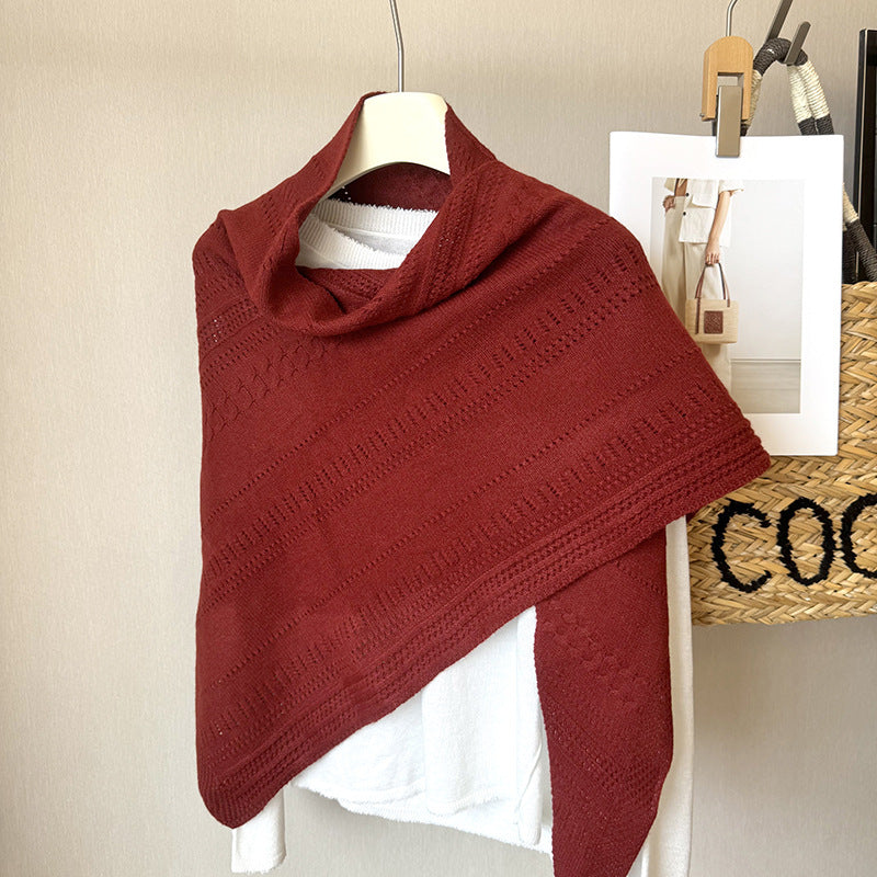 Women Cotton Wool Triangle Scarf Neck Warmer Shawl