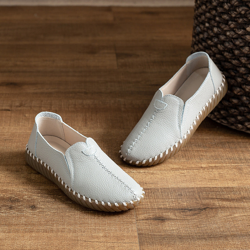 Genuine Top Leather Soft Sole Casual Shallow Flat Shoes