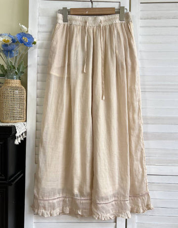 Summer Versatile Retro Casual Ramie Lace Trim Harem Cropped Pants