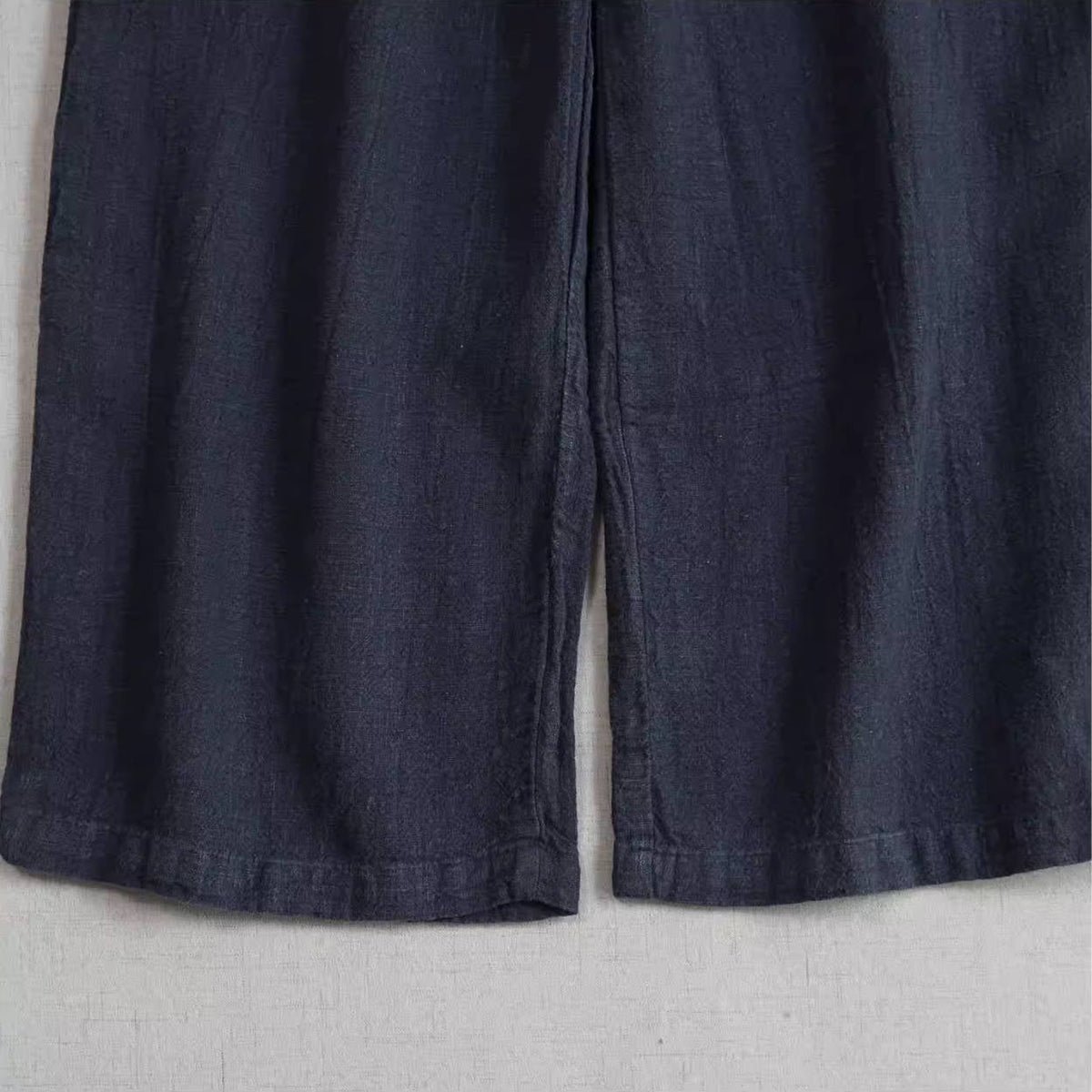 Retro Linen Washed Loose Wide Legs Elastic Waist Casual Pants