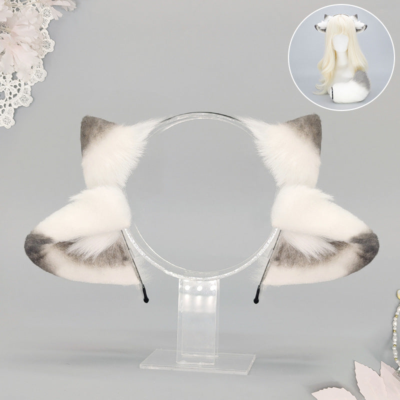 COS Sheep Ears Headband Tail Set Halloween Costume