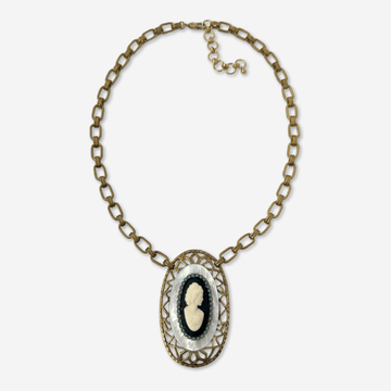 Mother of Pearl Refashioned Vintage Cameo Pendant Necklace