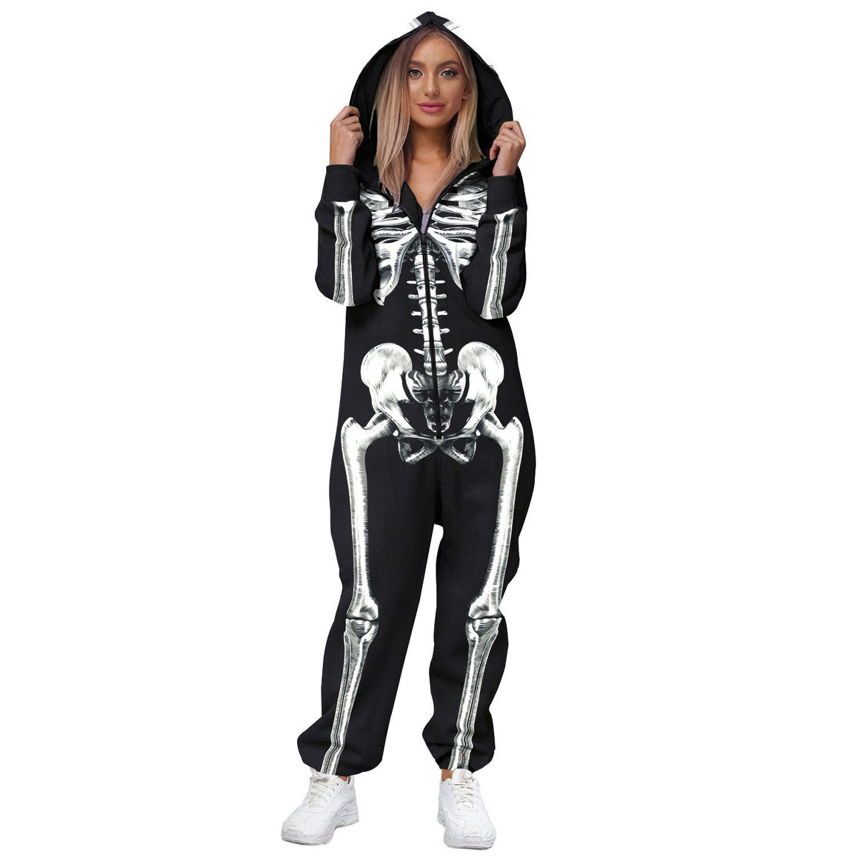 Women's Skeleton 3D Digital Print Bodysuit Halloween Cosplay Party Clubwear
