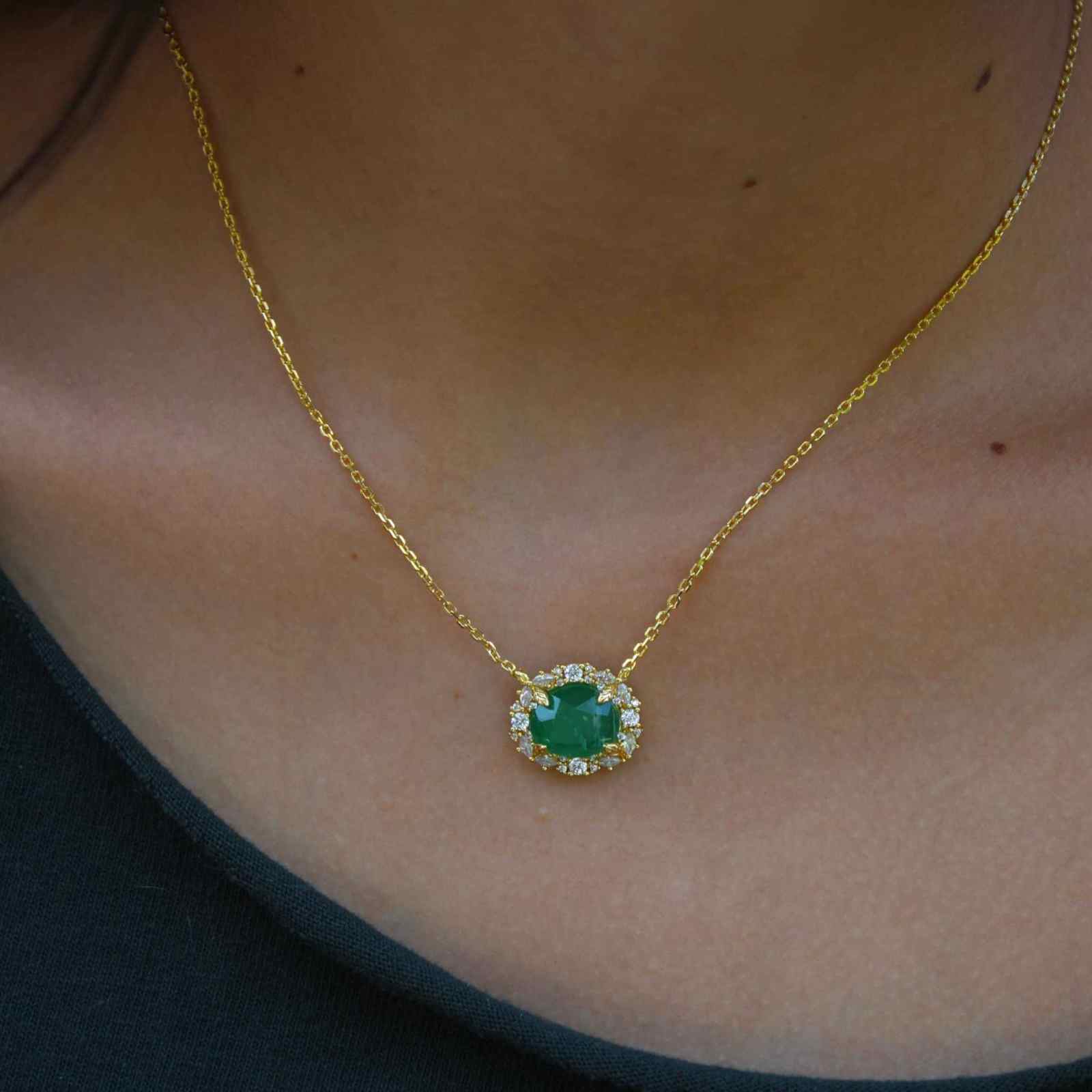 The Poppy Necklace: Created Emerald