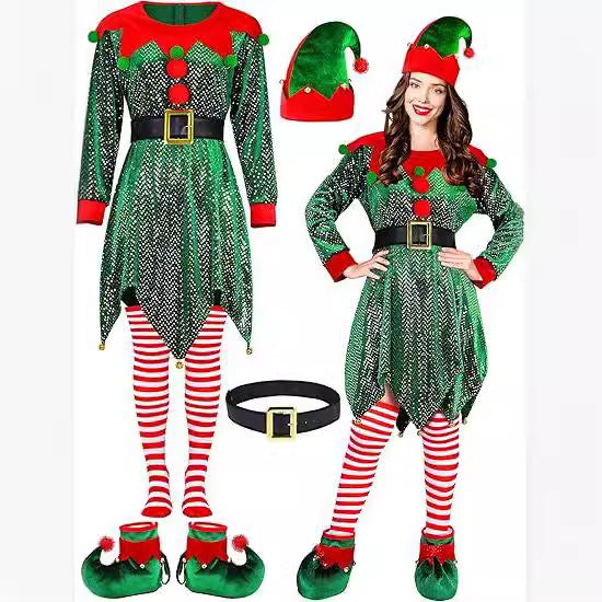Women's Elf Role Play Costume Christmas Party Dress