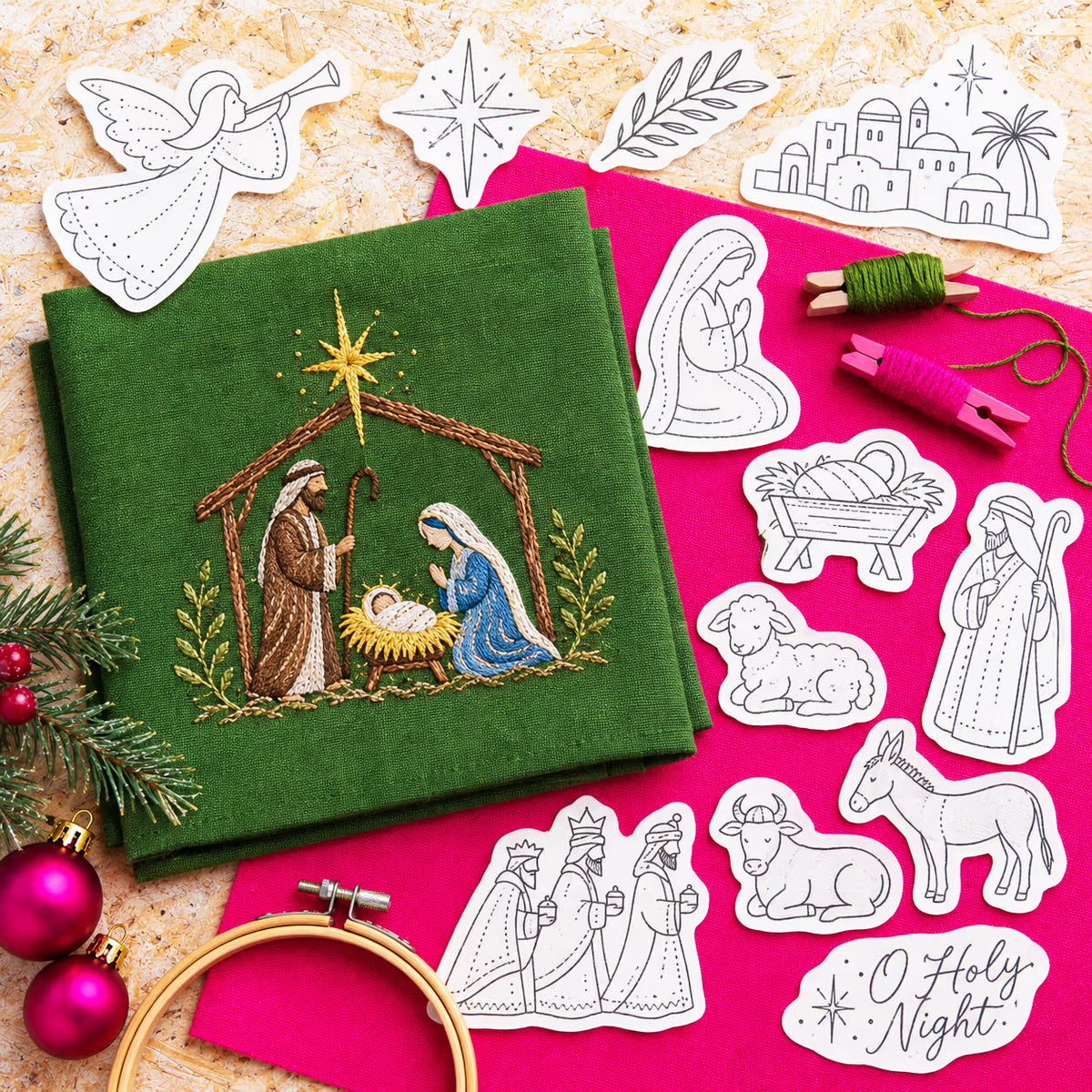 Stitchmas – Peel-And-Stick Nativity Embroidery Stabilizer