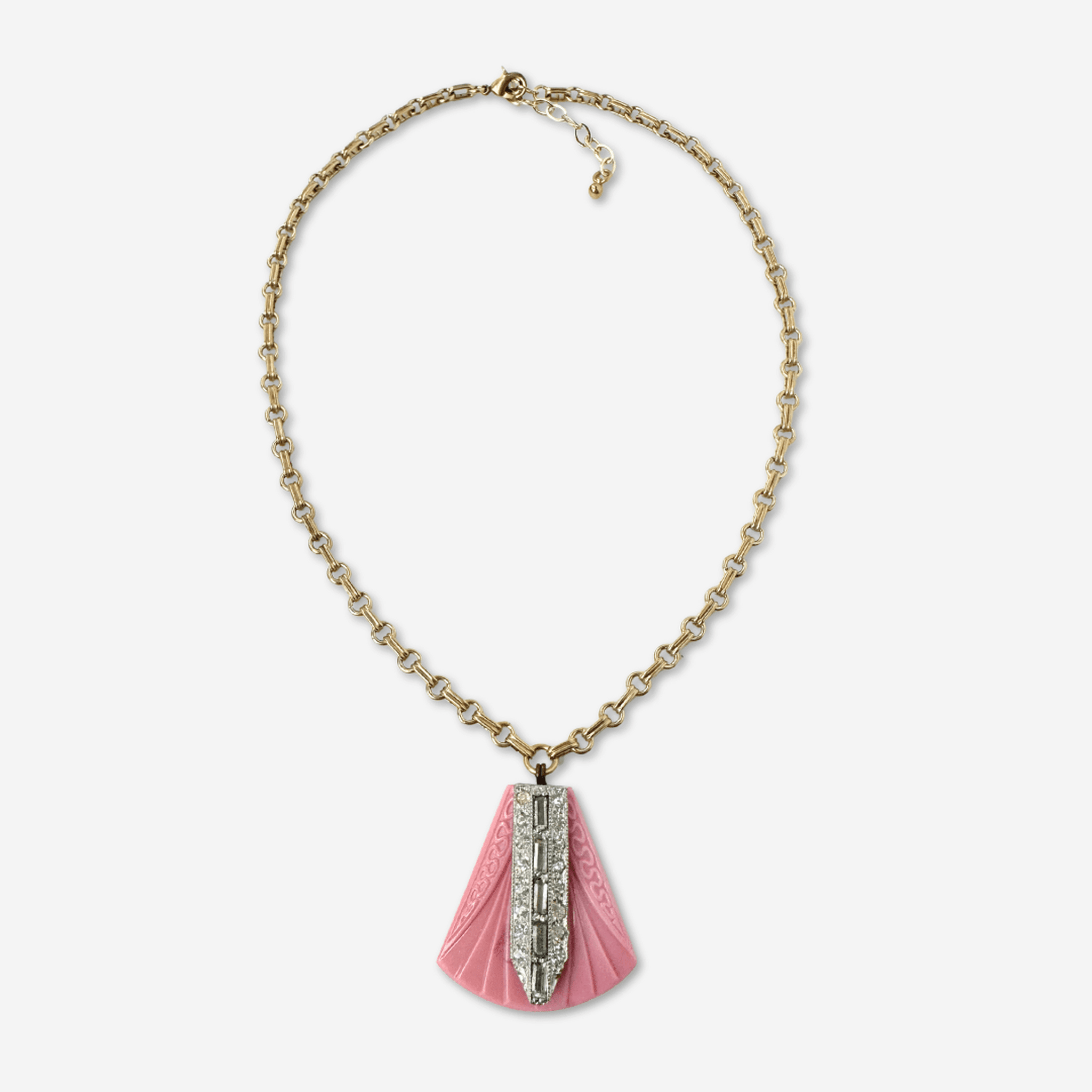 Refashioned Vintage Czech Glass and Rhinestone Pendant Necklace