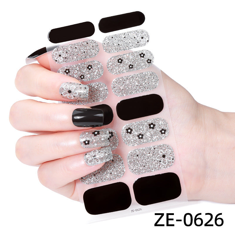 16 Finger Christmas Nail Stickers 3D Gold Foil Nail Art