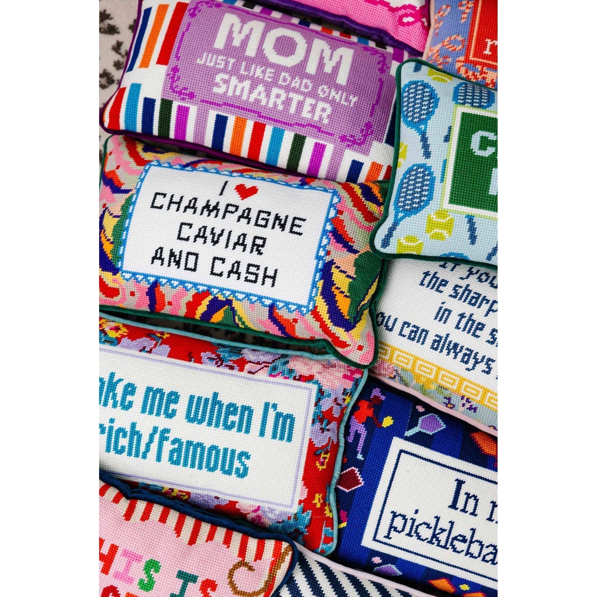 Mom Rules Needlepoint Pillow