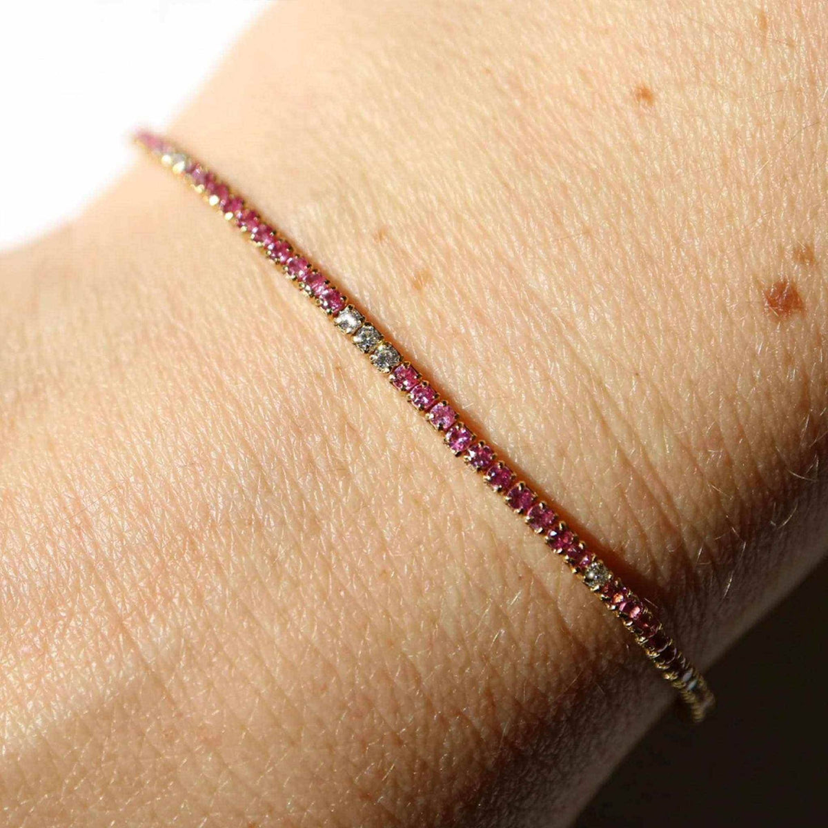 Mini Dazzle Pink Topaz and Diamond Tennis Bracelet