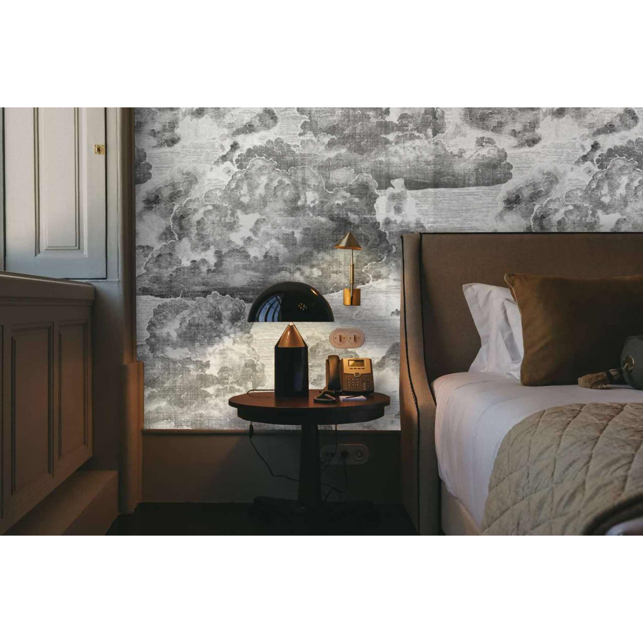 Vintage Style Clouds Wallpaper, Etching Cloudy Illustration