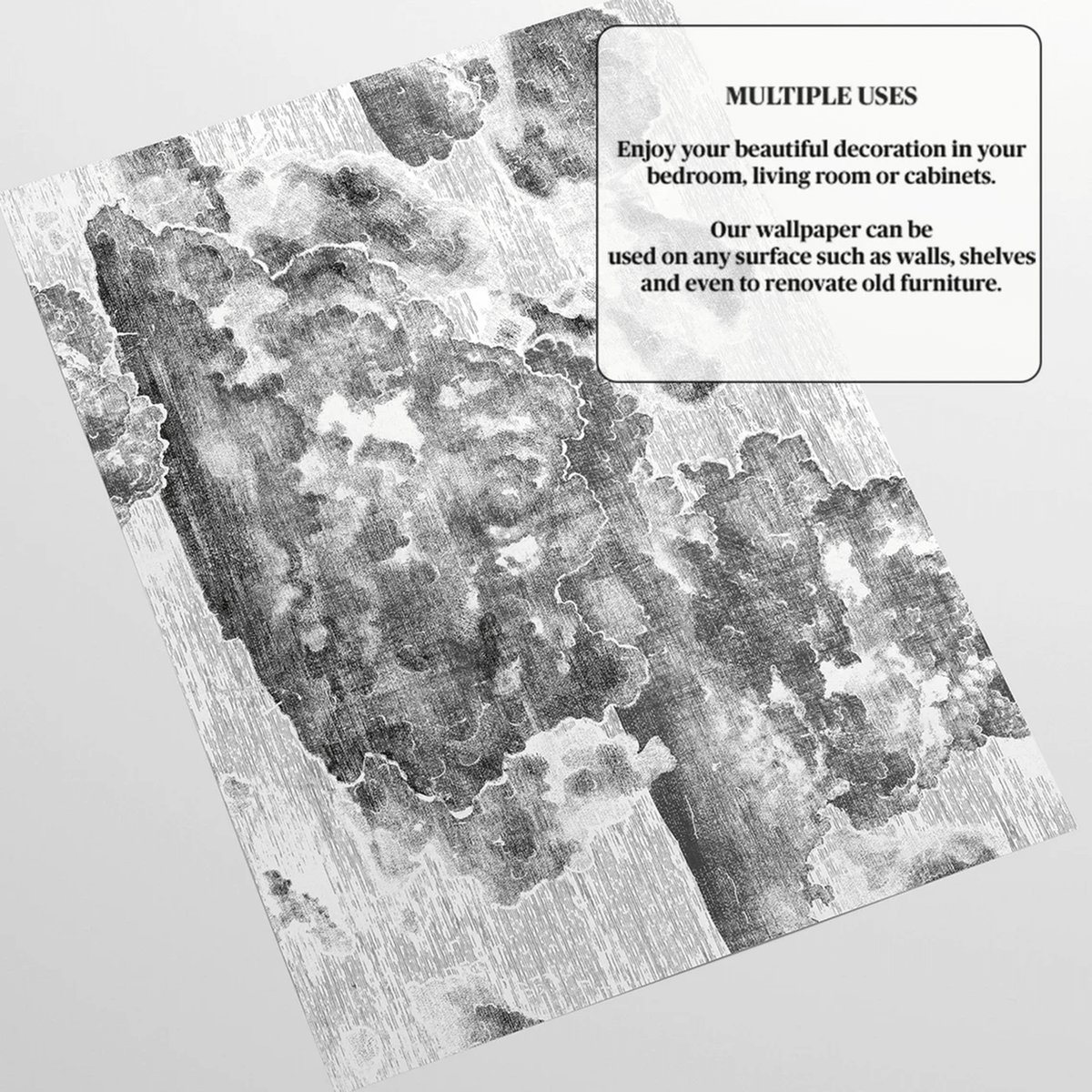 Vintage Style Clouds Wallpaper, Etching Cloudy Illustration