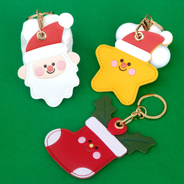 Leather Keychain Airtag Holder Christmas Ornament Bag Charm Gift