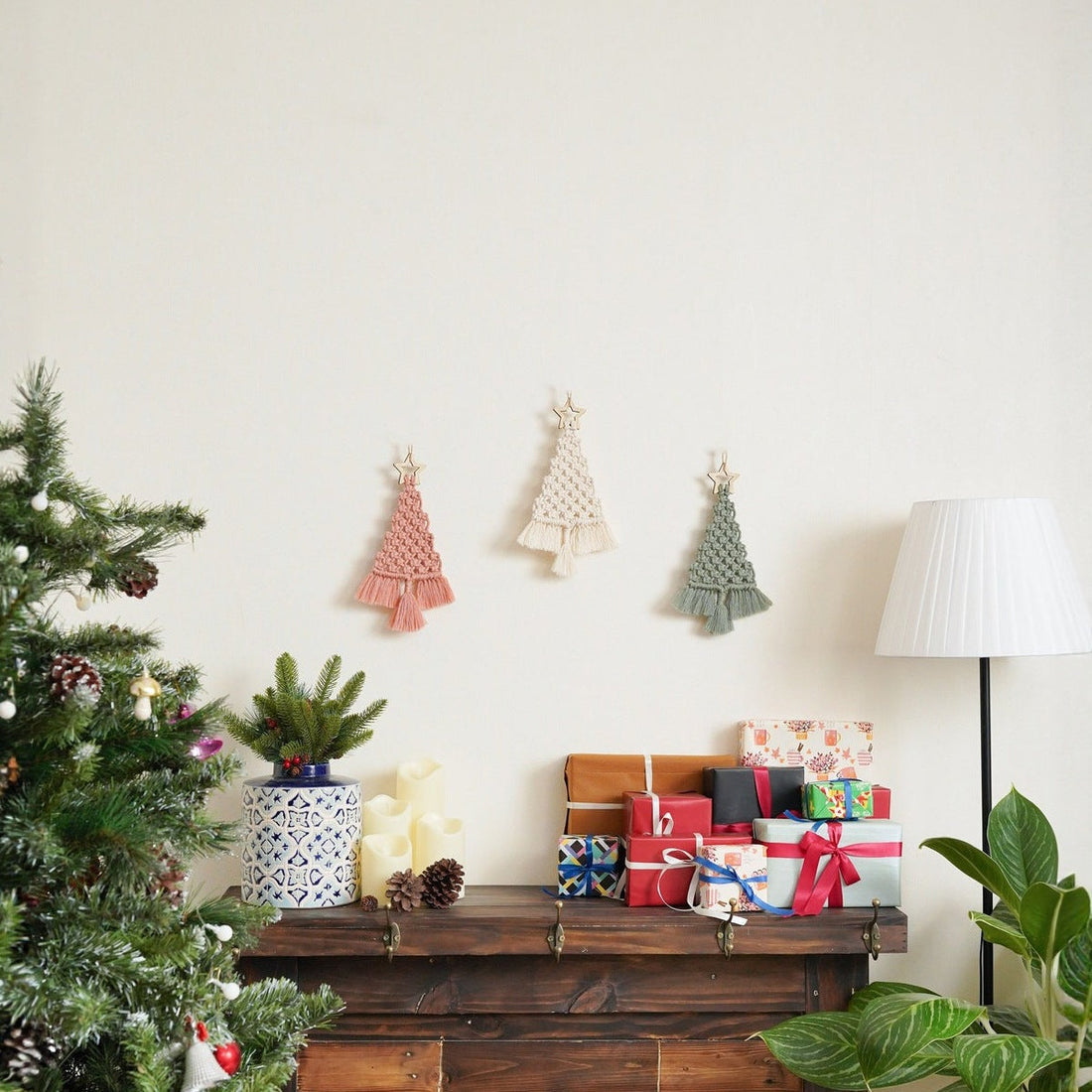 Bohemian Christmas Tree Ornaments Handwoven Decor