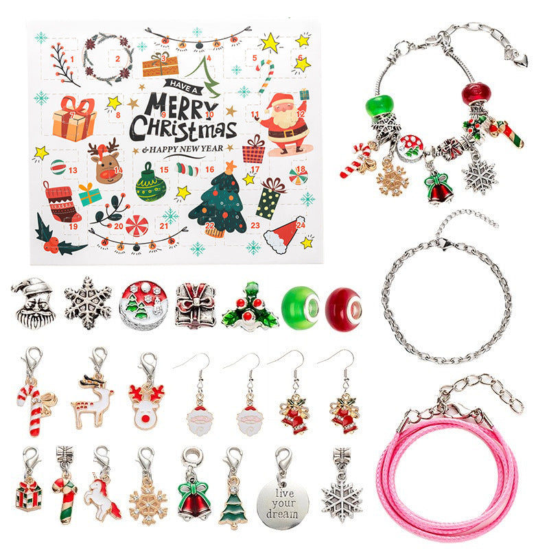 DIY Creative Children's Bracelet Silver Christmas Advent Calendar Surprise Blind Box