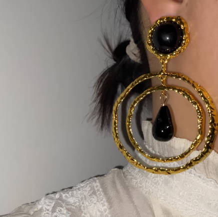 Retro Women Oversized Gold Circle Alloy Elegant Earrings