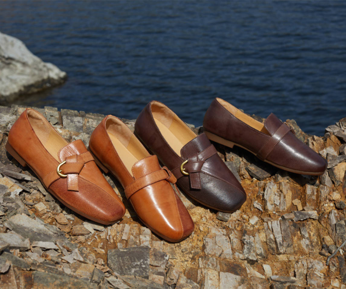 Square Toe Genuine Leather Straped Fashion Light Soft Sole Flats