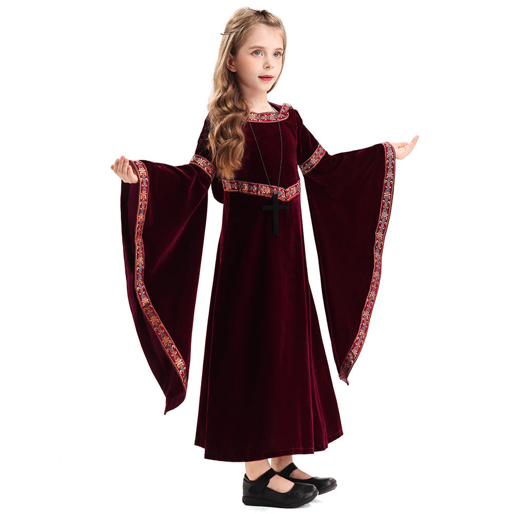 Halloween Grim Reaper Costume Hooded Dress For Kids Stage Performance